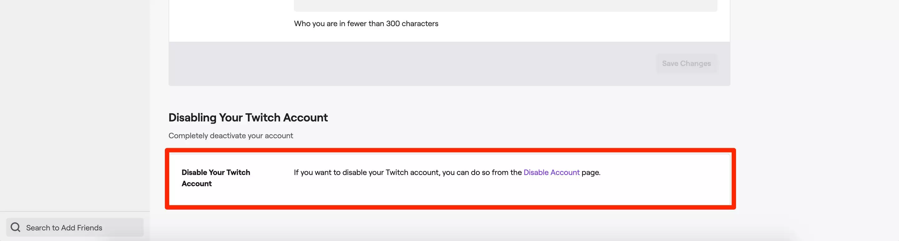 The link to disable your account will be near the bottom of your settings page.