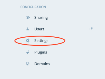 Go to site’s settings page by click on My site